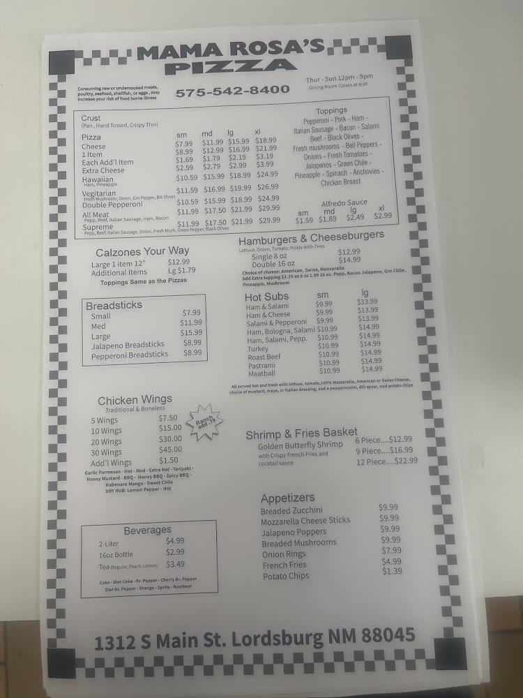 Mama Rosa's Pizza Menu image 3